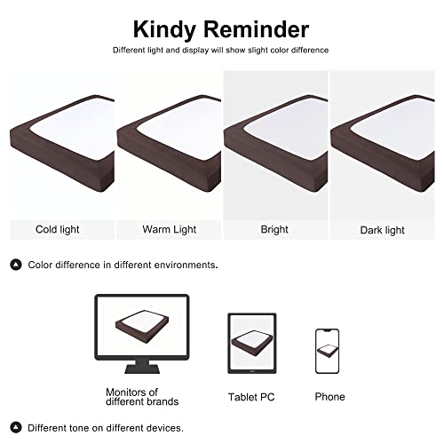 PiccoCasa Box Spring Cover Stretchy Fabric Wrap Around 4 Sides Bed Skirt Wrinkle Free for Home, Elastic Mattress Cover Fits Mattress Up to 14" Brown King by PiccoCasa - Image 8