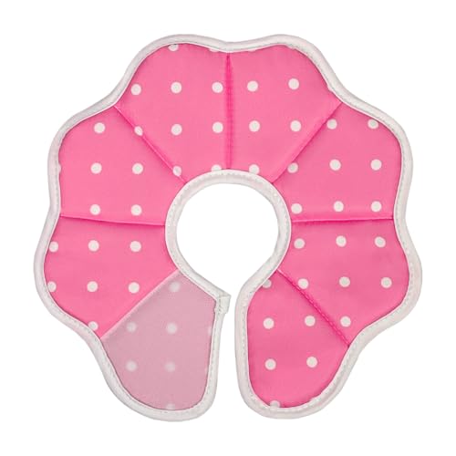 エリザベスカラー ソフトエリザベスカラー 小型犬用 猫用 ペット 軽量 ソフト 簡単装着 術後傷口保護 傷舐め防止 引っ掻き防止 (ピンク水玉, M)