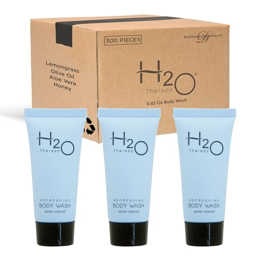 H2O Therapy Body Wash Soap, Travel Size Hotel Hospitality, 0.85 oz (Case of 300)