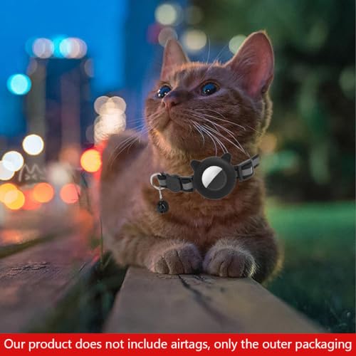 Image of Qpets Cat Collar with Bell, Reflective Safety Collar with AirTag Holder