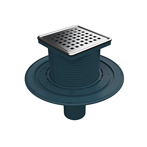Preisvergleich Produktbild MERT Bodenablauf mit Abdichtungsflansch Edelstahlrost 'Square' 100 x 100 mm, Ab