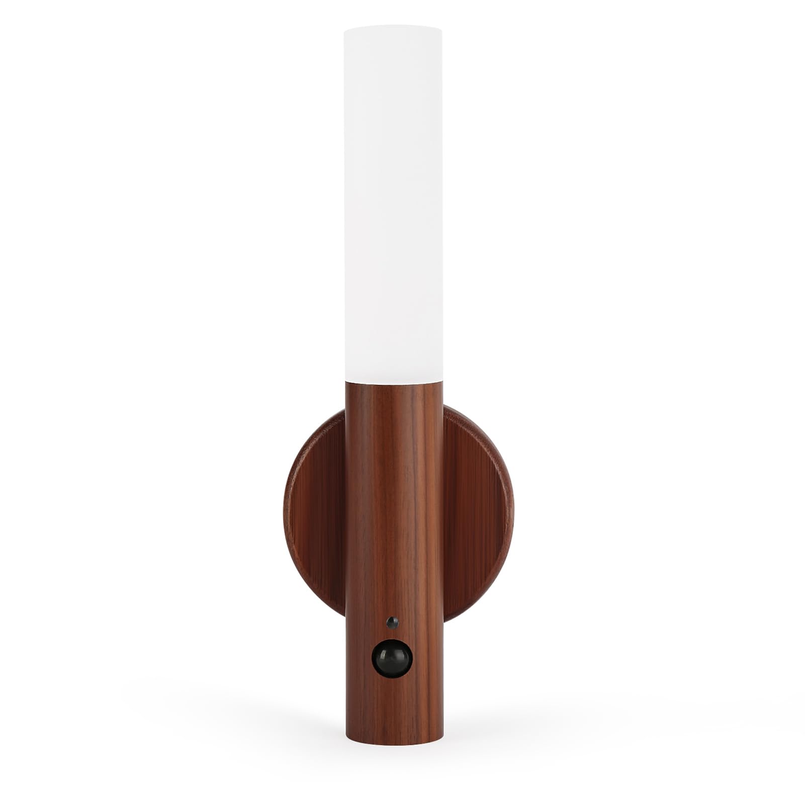 LANDGOO LED Magnetic Wall Sconces Lights Automatic Motion Sensor Wireless Wall Mounted Lamp Rechargeable Battery Operated Indoor 360° Rotation for Bedroom Living Room (Black Walnut Wood 1PC)
