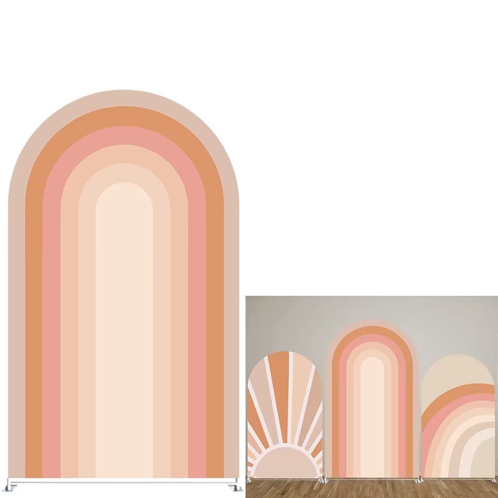 Spandex Arch Backdrop Cover Single-sided Round Top Arch Frame Stand Background Rainbow Cover for Birthday Baby Shower Party Decoration