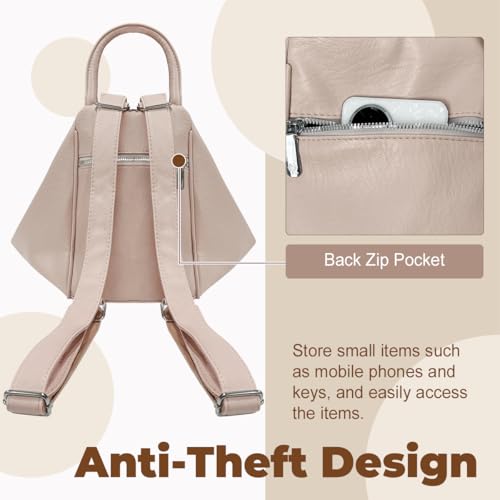 Image of Leather Bookbag Purse for Women Waterproof Anti-theft Rucksack Convertible Backpack Tote Large Casual Tote Bag Ladies Shoulder Bags with Tassel for Work College Travel Daily Use