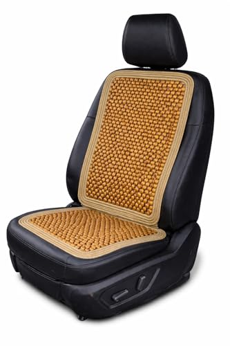 VaygWay Wood Beaded Comfort Seat Cushion Seat Cover Wooden Beaded Car Seat Cover Natural Wood Double Strung Beads Massage Comfort Car Chair Cushion Universal SUV Auto Office Home