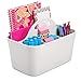 mDesign Plastic Small Office Storage Organizer Utility Tote Caddy with Handle for Cabinets, Desks, Workspaces - Holds Desktop Office Supplies, Pencils, Staplers Lumiere Collection, 2 Pack, Light Gray