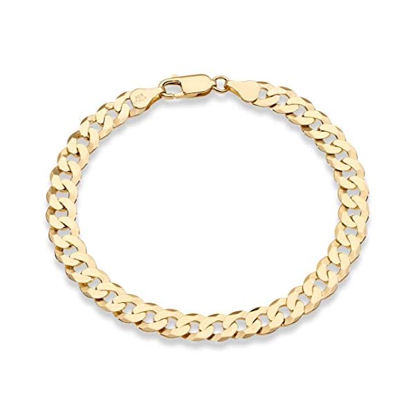 Miabella-18K-Gold-Over-Sterling-Silver-Italian-7mm-Solid-Diamond-Cut-Cuban-Link-Curb-Chain-Bracelet-for-Men-Women-7-75-8-85-9-Inch-925-Made-in-Italy Miabella 18K Gold Over Sterling Silver Italian 7mm Solid Diamond-Cut Cuban Link Curb Chain Bracelet for Men Women, 925 Made in Italy (Length 8 Inches)