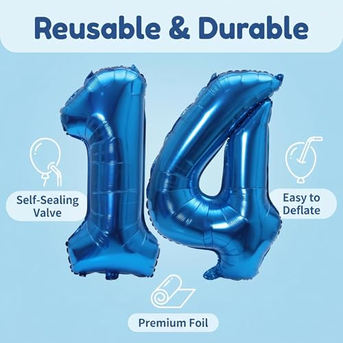 Image of YPSelected 32 Inch Large Foil Helium Number Balloon Birthday Wedding Party 0-9 (Blue, 4)
