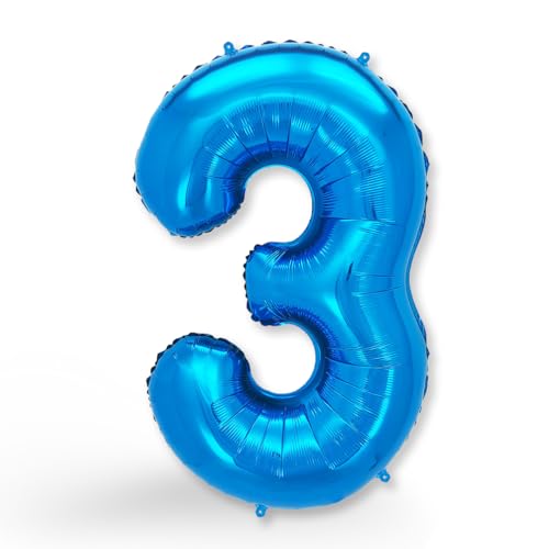FUNXGO Folien-Ballon 3, Helium-Ballon, Luftballon-Zahl, nachfüllbare Riesen-Ballonzahl, Party-Deko zum 3. Kinder-Geburtstag, Jubiläum, blau FUNXGO Folien-Ballon 3, Helium-Ballon, Luftballon-Zahl, nachfüllbare Riesen-Ballonzahl, Party-Deko zum 3. Kinder-Geburtstag, Jubiläum, blau