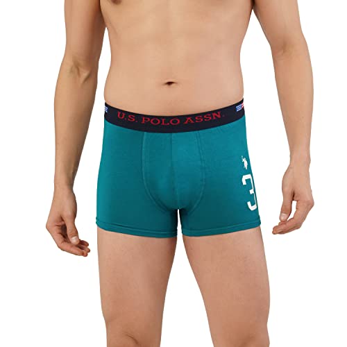 U.S. POLO ASSN. Mens Numeric Print Cotton Stretch I015 Trunks – Pack of 1 (DEEP Lake L), Blue
