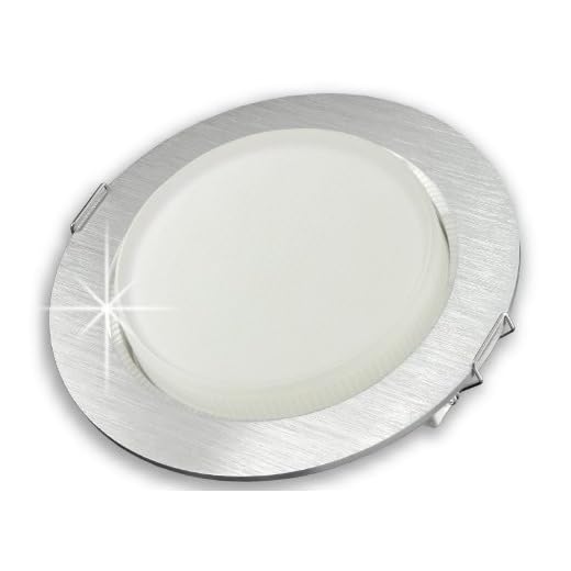 SSC-LUXon RX-3 Deckeneinbaustrahler LED 230V flach - mit GX53 LED 5,5W warmweiß 230V - Einbauspot rund mit Alu gebürstet Optik