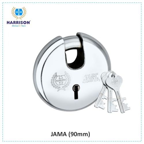 Image of Harrison Padlocks 0318 Free /Round Shutter Padlock 90Mm Jama - 0022 with 6 Common Keys /Padlock, Padlocks, Locks for Home, Locks for Main Door