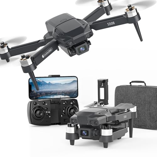 S508 Drone with Camera 720P HD FPV Foldable Drone for Beginners, Quadcopter with Gesture Control with Carrying Case, One Key Take Off/Land, Optical Flow Positioning, 360° Flip, Waypoint Fly