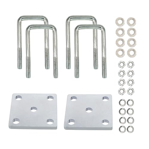 Fudatong 2PCs Square U-Bolt Kit for Boat Trailer Axle Leaf Springs Trailer Leaf Spring U Bolts for 2x2 Axle 4-3/4 Long 2 Pack