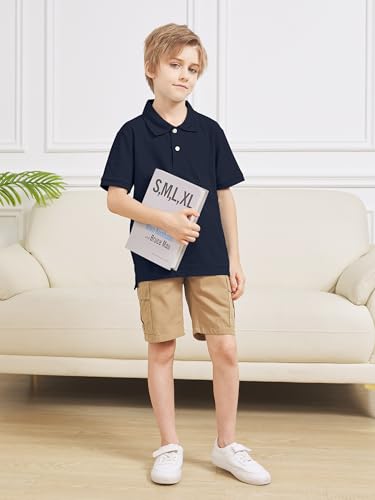 Image of OHD 3 Pack School Uniform for Boys Polo Shirt Cotton Uniform Shirts for Boys Kids School Clothes 3-14 Years