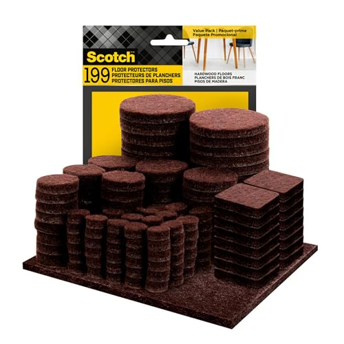 Image of Scotch Felt Pads 199 PCS Brown, Felt Furniture Pads for Protecting Hardwood Floors, Round, Assorted Sizes Value Pack, Self-Stick Design, Protecting from Nicks, dents and Scratches (FP847-199NA)