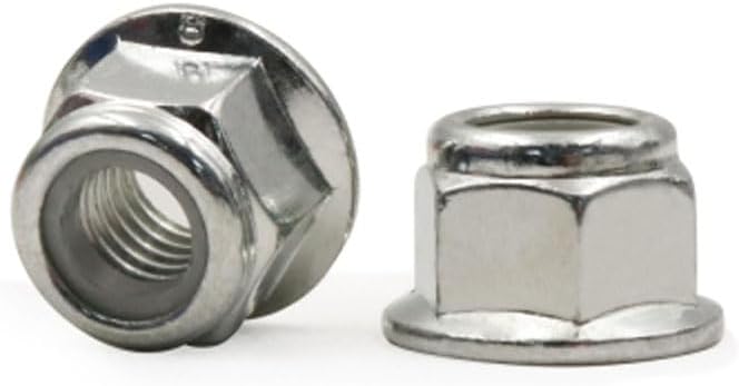 Generic M3 M4 M5 M6 M8 Hex With Pad Nut Flange Nylon Anti-Loose Nut Galvanized Non-slip Lock Nutted - (Size: M8(10pcs))