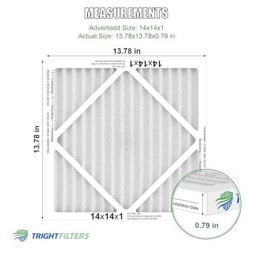 Image of TRIGHTFILTERS 14x14x1 Air Filter 4 Pack, MERV 8 Pleated Dust Defense Air Filters Replacement Air Conditioner HVAC AC Furnace Filter, Durable and Lightweight