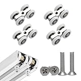 Srvauyea 4 Stück Rollen für Schiebetürrollen, Laufrollen Schiebetür, Laufwagen Schiebetür aus Zinklegierung, Schiebetürrollen mit M6-Gewinde Ø 20 mm, Geeignet für Glastüren, Schranktüren, Duschtüren