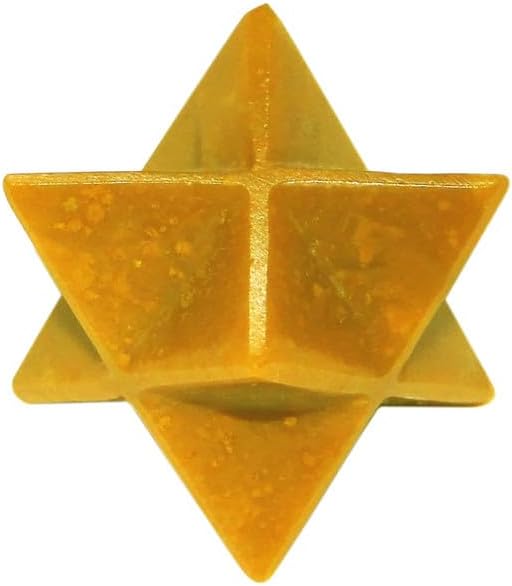 Natural Stone Yellow Jasper Merkaba and Rose Desert Selenite with Velvet Pouch (1 Pcs)