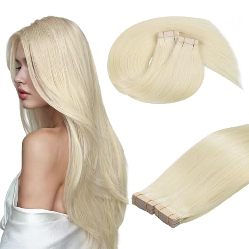 Extensions cheveux adhésifs blond platine pour coiffure de mariage et soirée