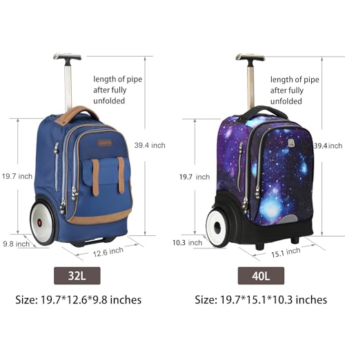 UNIKER Rolling Laptop Bag for 15.6 Inch Laptop, Roller Bag,Backpack with Wheels,20 Inch Wheeled Computer Bag, T5- Galaxy2