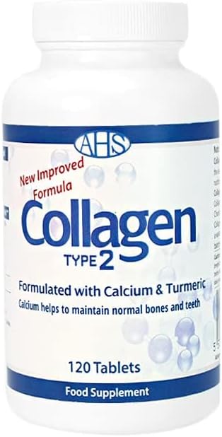AHS Collagen Type 2 120 Tablets - 4500MG Per Day - Formulated with Calcium and Turmeric
