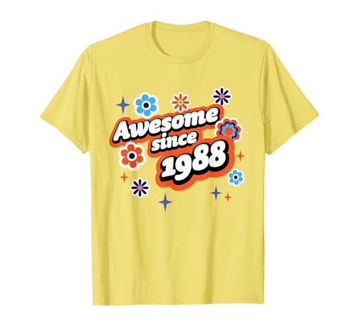 Awesome Since 1988 37th Birthday Hippie Retro Born In 1988 Camiseta