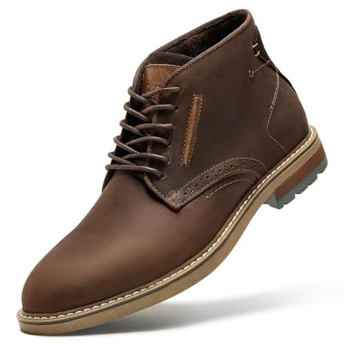 Image of Arkbird Men's Chukka Boots, Leather Ankle Dress Boot Casual Oxfords Lace Up Work Shoes, Coffee, 5.5 UK