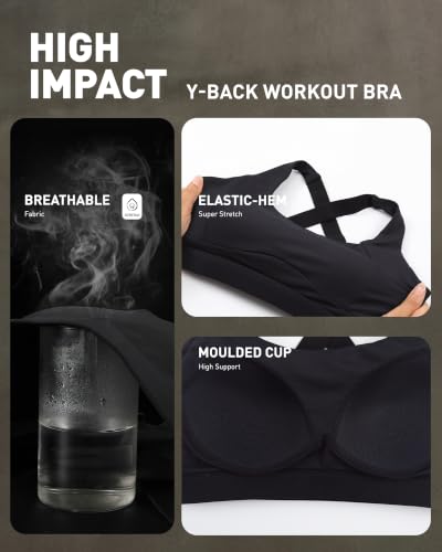 Image of RUNNING GIRL High Impact Sports Bras for Women, Adjustable Straps Bra High Support Workout Bra with Sewn in Pads