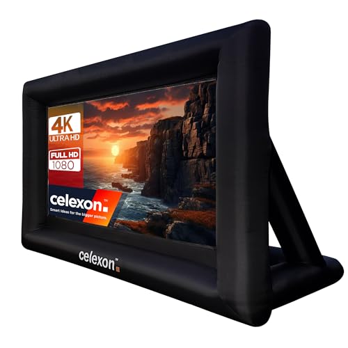 celexon INF200 écran Gonflable de Projection en Plein air 140" | 310x174 cm 16:9 | pour Projection publique, événements & Jardin | 4K Full HD | INCL. gonfleur électrique & Sac de Transport