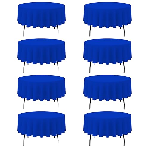 BRILLMAX Paquete de 8 manteles redondos de 90 pulgadas, tela de lino y poliéster, lavable, para bodas, recepciones, banquetes, fiestas de cumpleaños, bufé, restaurantes
