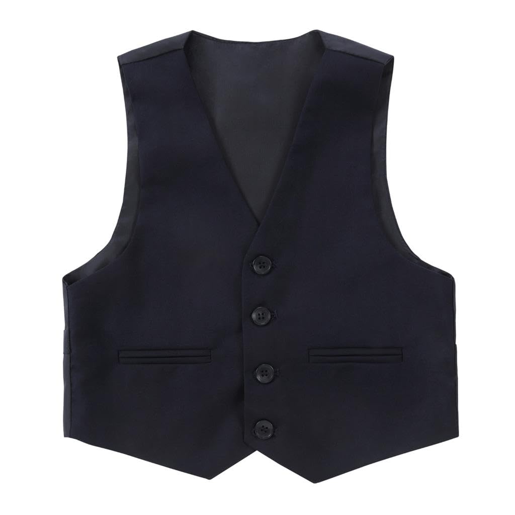 Lito Angels Smoking Blu Navy Completo Elegante per Bambino, Set 5 Pezzi (Gilet, Giacca, Camicia, Cravatta e Pantaloni) Taglia 2-8 Anni