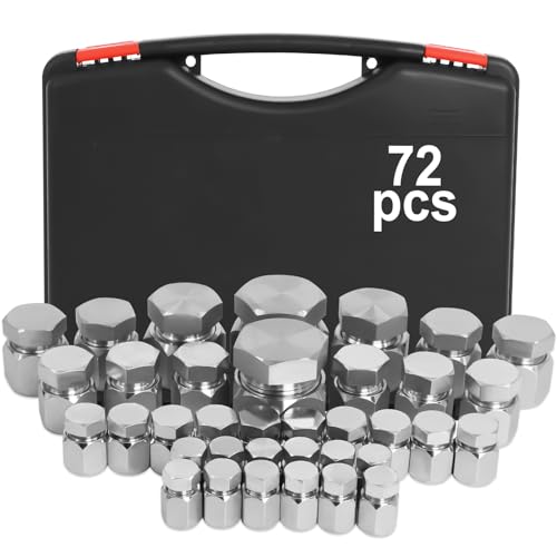 Image of 72 PCS Hydraulic Cap and Plug Kit - JIC 37 Carbon Steel Zinc-Plated, Rust-Resistant Hose & Tube Fittings, Sizes 04 06 08 10 12 16, Hydraulic Hose End Protection for Industrial Equipment Repair