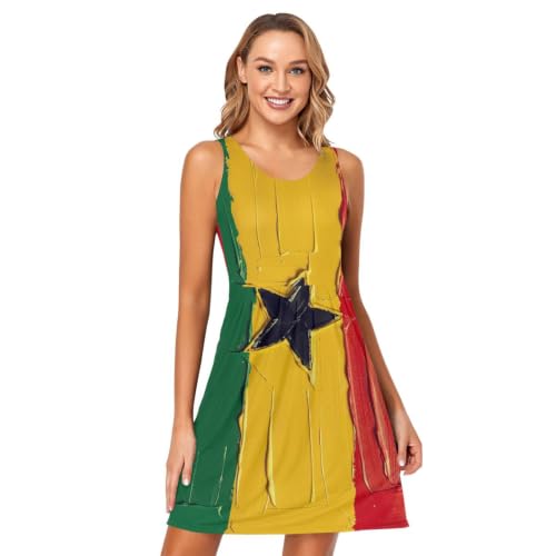 Robe d'été décontractée drapeau Ghana fluide sans manches