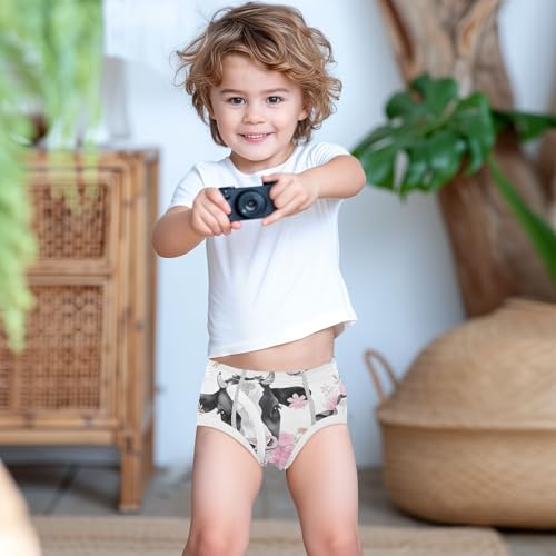 visesunny Boys Cotton Underwear Ink Cow Flower Printed Toddler Soft Training Briefs Size 2T-8Y for Kids3