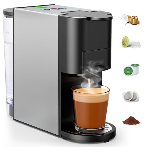 Gidgimo 5 in 1 Kapsel Kaffeemaschine für NES/DG/K-CUP/ESE(44mm)/Gemahlener Kaffee, 1450W 19 bars Kaffeestärkewahl Kapselmaschine, Kaffeemaschine Kapseln mit 0,8 L Wassertank für Zuhause und Büro