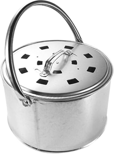 Hoguera de metal redonda portátil con diseño de asa, estufa tradicional de carbón brasero para parrillas al aire libre, camping, 31,5 x 19,5 cm Hoguera de metal redonda portátil con diseño de asa, estufa tradicional de carbón brasero para parrillas al aire libre, camping, 31,5 x 19,5 cm