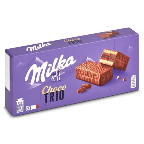 Milka Choco Trio Bizcocho de Cacao y Cubierto con Chocolate con Leche de los Alpes 150g