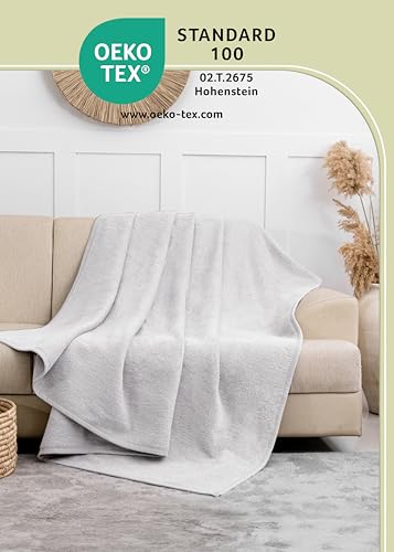LAYNENBURG Premium Baumwolldecke 150x200 cm - Oeko-TEX 100 - Baumwollmix Kuscheldecke - Decke als Wohndecke, Sofa-Decke & Couchdecke - Wolldecke kuschelig-warm aus Baumwolle (hellgrau)