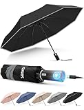 Seniny Electric Travel Umbrella with Intelligent Open Close, Rechargeable Umbrellas for Rain Windproof, Automatic Portable & Compact Umbrella with Reflective Stripe