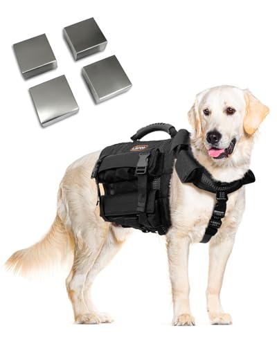 LISPOO Weighted Dog Vest & Collar Set with Pockets, Includes 4 Removable 0.88 lb Weight Blocks, Dog Training Gear for Exercise Walking & Conditioning, Muscle Building with Medium & Large Dogs (L)