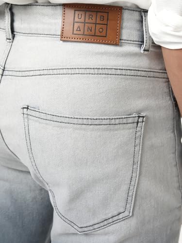 Image of Urbano Fashion Men's Straight Fit Heavy Washed Faded Denim Jeans Stretchable