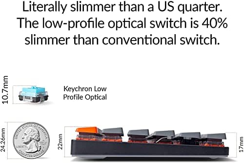 Keychron K3 Ultra-Slim 75% ISO-UK-Layout Wireless Bluetooth/Wired USB Mechanical Keyboard,84 Keys Hot Swappable Low-Profile Optical Blue Switch White LED Backlit for Mac Windows-Version 2