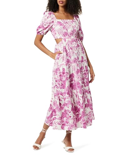 The Drop Womens Anaya Square Neck Cut-Out Tiered Maxi Dress Wild Purple Floral Print M