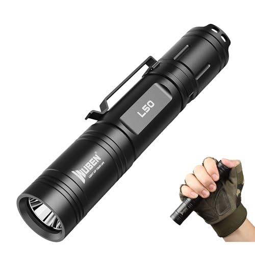 WUBEN L50 Rechargeable Tactical Flashlight, 1200 High Lumens Super Bright Handheld Flashlighs, IP68 with 5 Mode Pocket Light, LED Tail Switch Flash Light for Emergencie Camping Home Inspecti