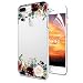 Produktbild iPhone 8 Plus/iPhone 7 Plus Hülle [mit HD-Schutzfolie],OKZone [Blumen Series] Transparent Silikon Muster Hülle TPU Blühende Blumen Design Schutzhülle für Apple iPhone 8 Plus/iPhone 7 Plus (Dunkelrot)