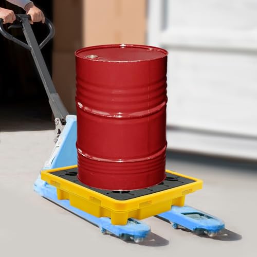Spill Containment Platform, 26x26x5.9 in Drum Spill Containment Pallet Industrial Spills Containment Platform with Drain Outlet for Warehouses, 2204 LBS Load Capacity (26.38×26.38×5.91in)