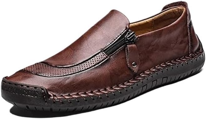 HBJWOV Men's Business Dress Oxford Leather Shoes Retro Slip-on Casual Loafers Shoes Men Comfortable Wide Toe Rubber Non-Slip Sole Work Shoes for Men