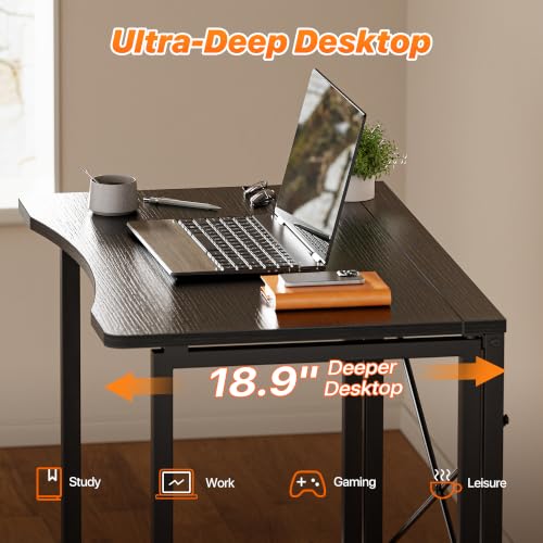 Image of Huuger Folding Desk for Small Spaces, 31.5 Inch Foldable Computer Table
